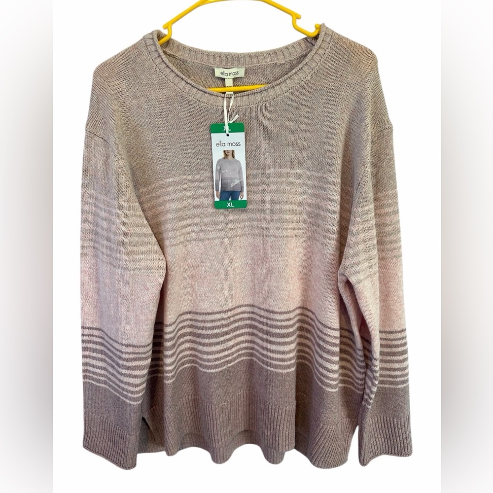 Ella Moss Pink Ombré Stripe Long Sleeve Sweater XL NWT